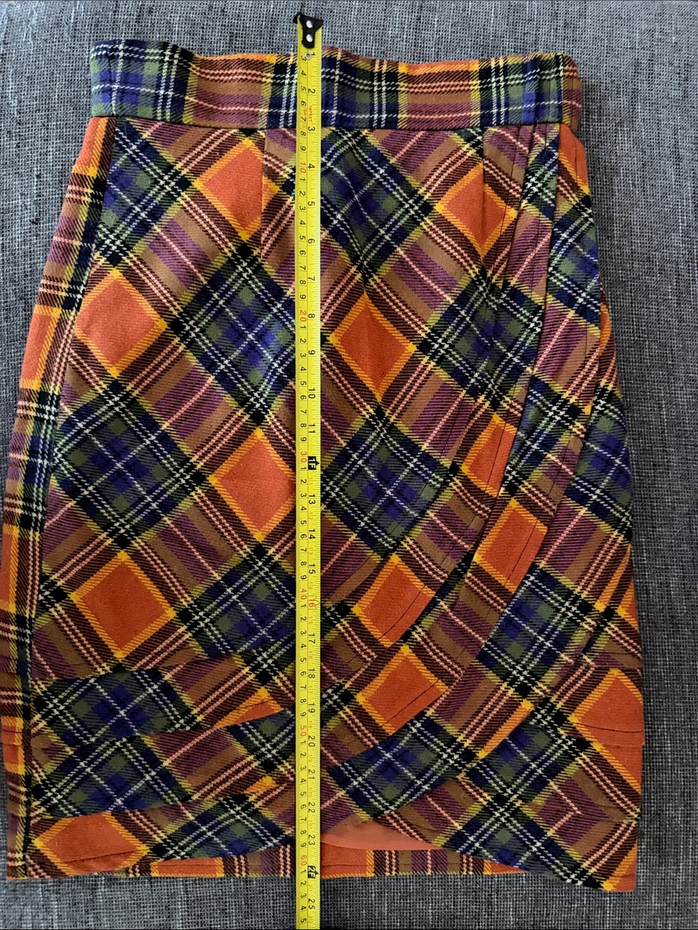 Anthropologie Tracy Reese Orange & Purple Plaid A-Line Skirt - Picture 5 of 5